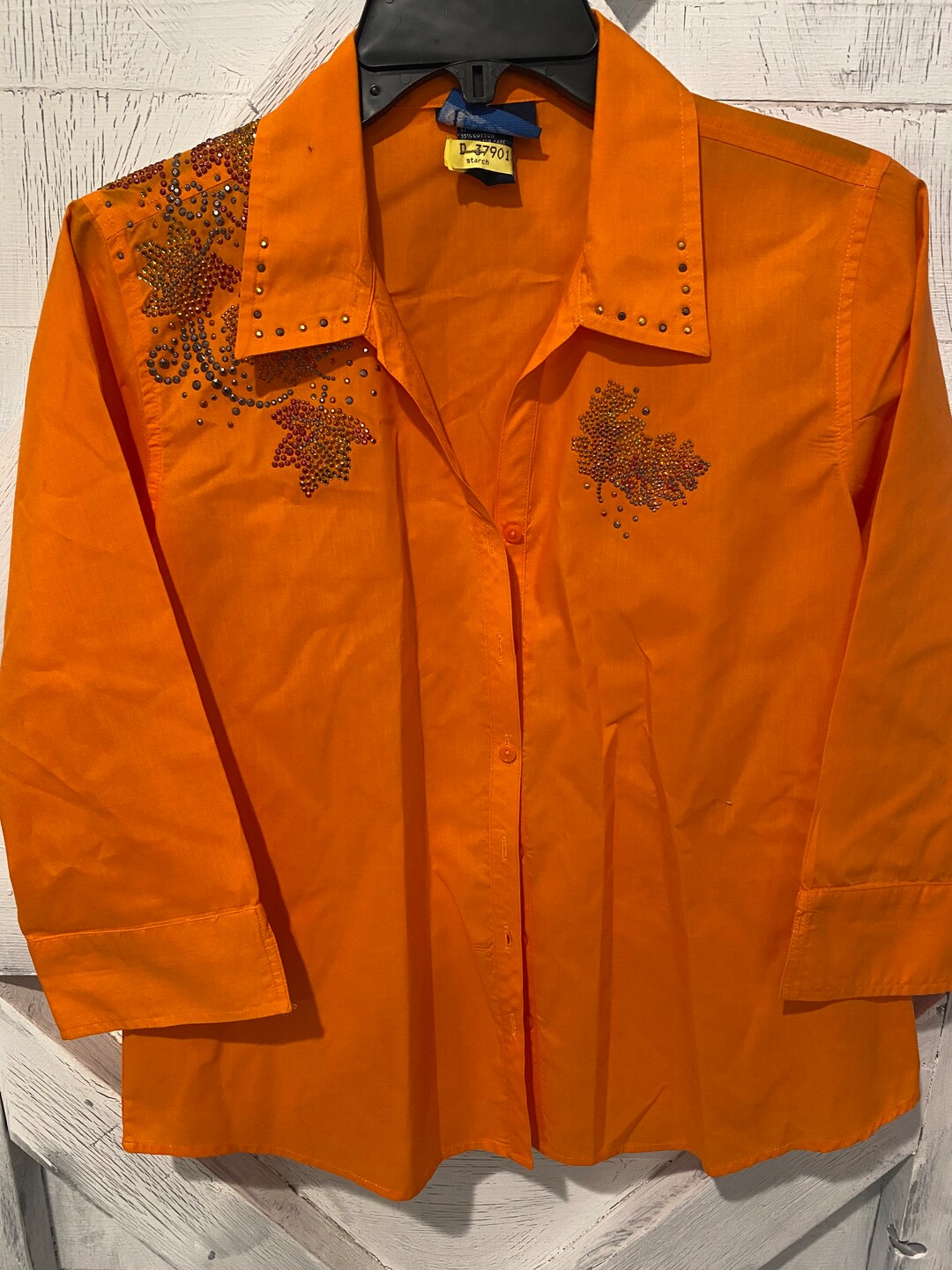 Vintage Fall Button Down, Leaves Orange - Etsy