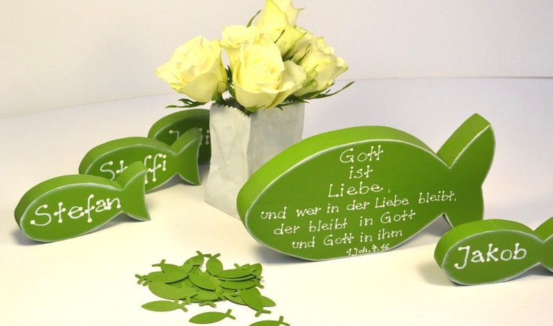 Table decoration set for confirmation,baptism, communion,fish, confirmation image 1