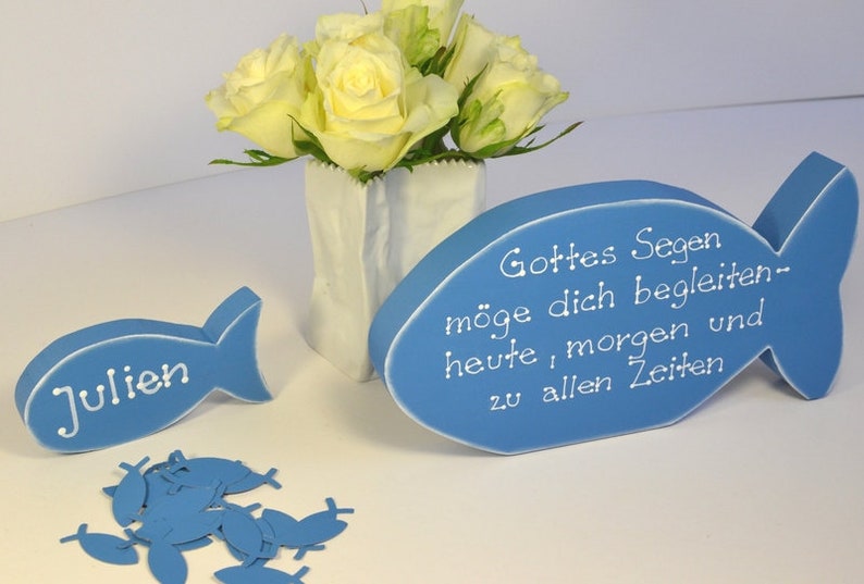 Namens-Fisch Tischkarte Gastgeschenk Konfirmation Kommunion Taufe Bild 3