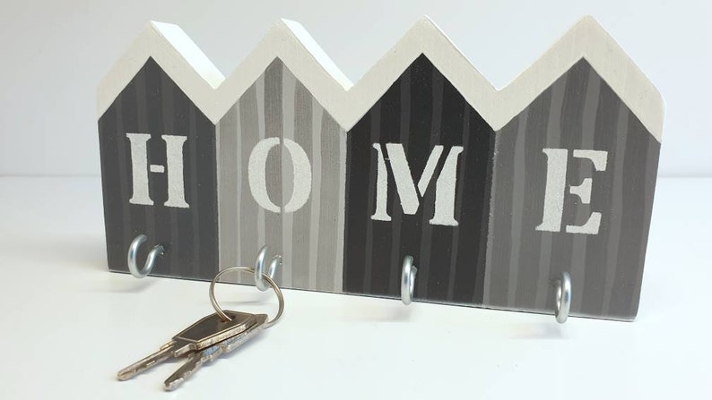 Haus-Schlüsselbrett aus Holz Hakenleiste Home Keys Eingang Flur Schlüssel Garderobe Deko Wohndekor Bild 1