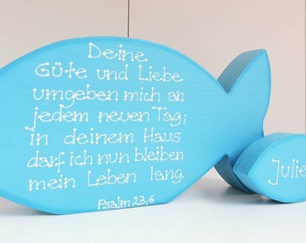 Fish with wish in turquoise for confirmation,communion,baptism, confirmation
