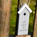 Mareike reviewed Sign "We are in the garden" made of wood in birdhouse look in Sweden style, Scandinavia, door sign