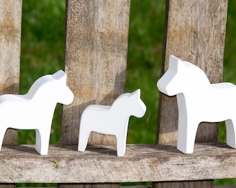 Dala Horses 3-Piece Set White Sweden Scandinavia Christmas Table Decoration