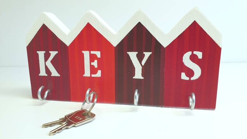 Haus-Schlüsselbrett aus Holz Hakenleiste Home Keys Eingang Flur Schlüssel Garderobe Deko Wohndekor Bild 2