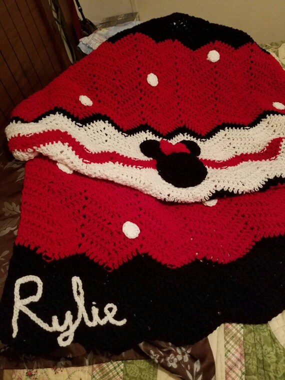 Minnie Mouse Couverture De Bebe Afghan Disney Crochet Jet Etsy