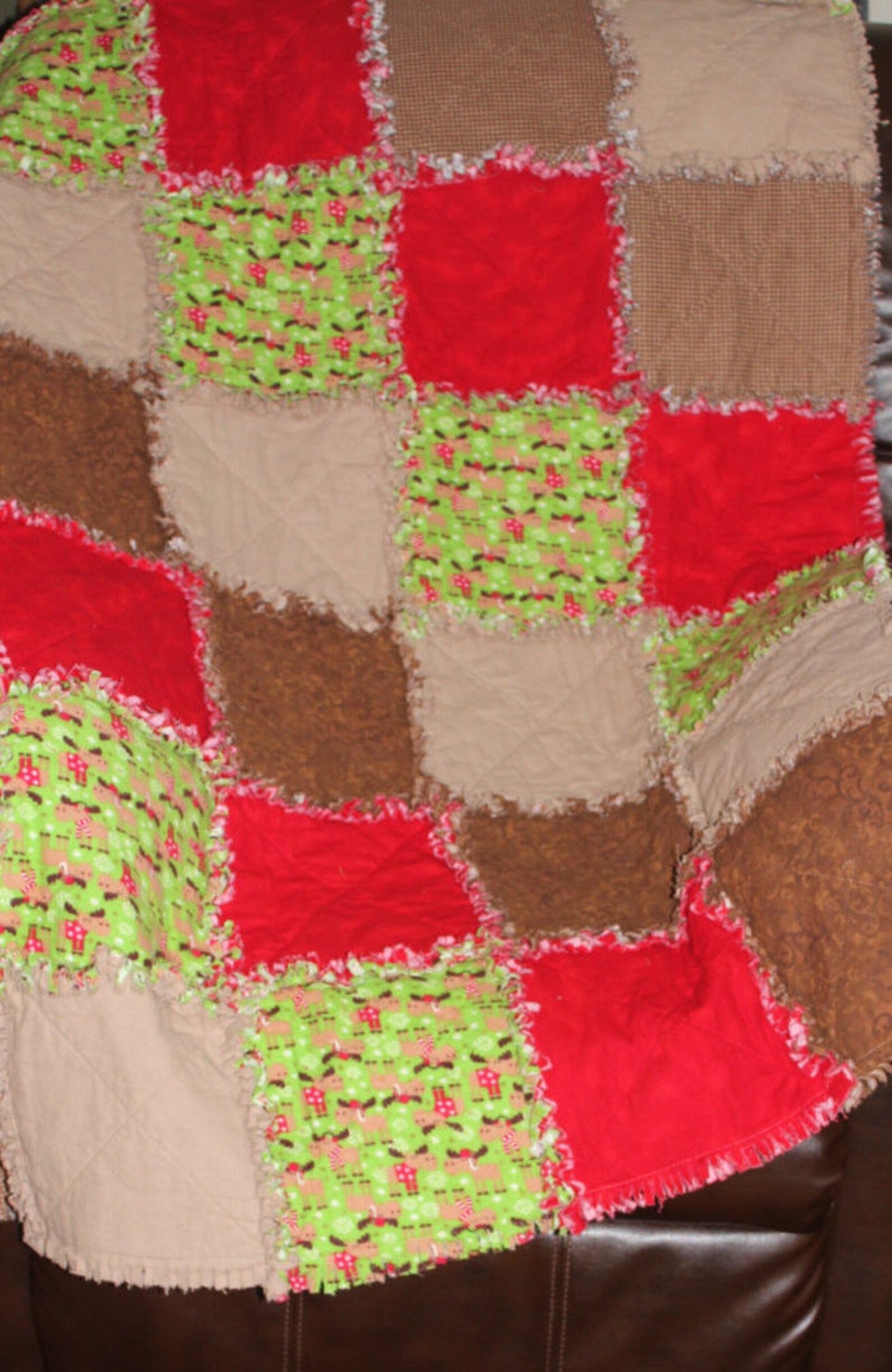 Ragtime Quilt Handmade Quilt Flannel Covering Rag Quilt Etsy