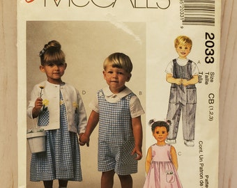 Vintage McCalls 9312 Sewing Pattern Toddler Kids Top Pants Shorts CB 1 2 3