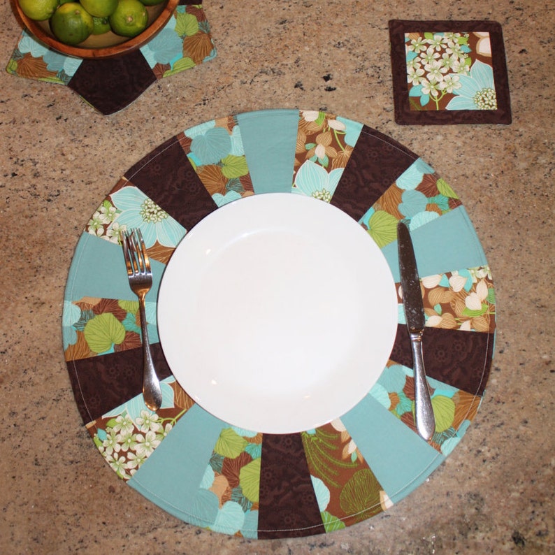 Handmade, Fabric, Centerpiece, Placemats, Table Runner, Palm, Floral