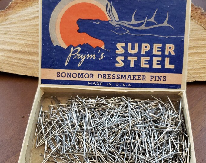 Vintage Prym's Super Steel Sonomor Dressmaker Pins in Original Box, No. 17 Straight Pins, Made