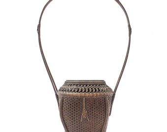 Beautifully Woven Japanese Antique Bamboo Ikebana Flower Basket