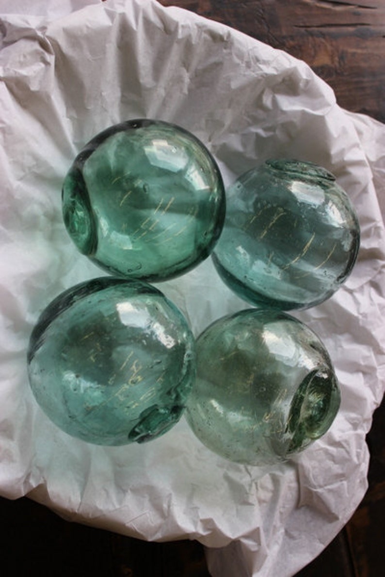 Set of 4 Vintage Handblown Japanese Glass Fishing Floats Etsy