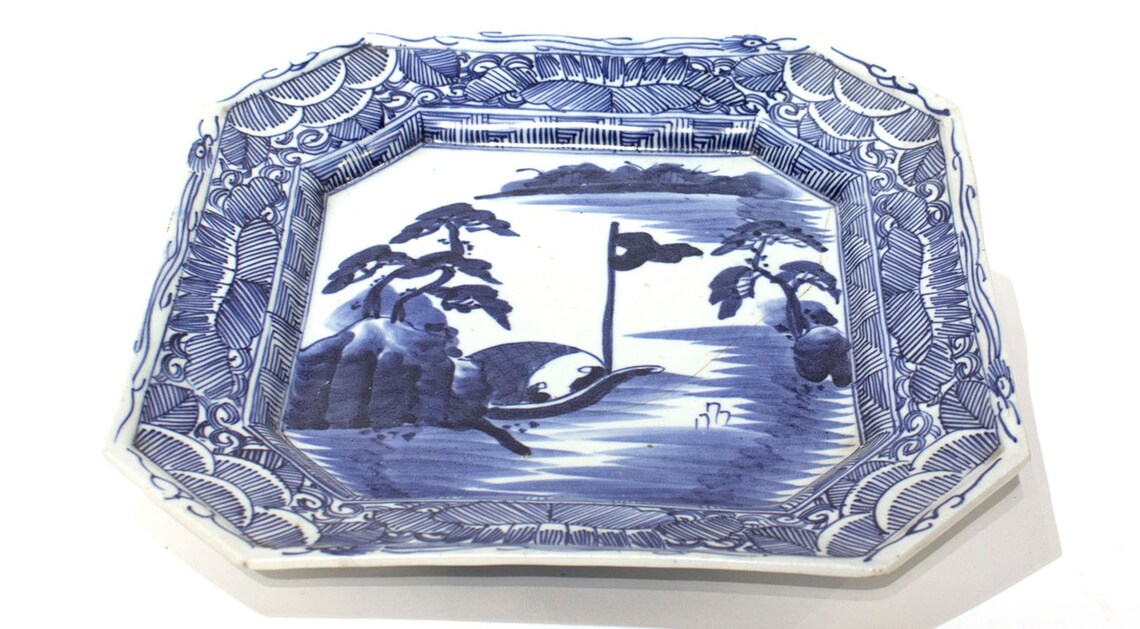 Authentic Japanese Blue and White Plate FREE SHIPPING Etsy