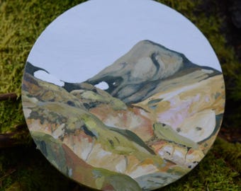 Original Round Oil Painting on Canvas | Landmannalaugar | Icelandic Highlands