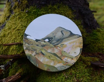 Original Round Oil Painting on Canvas | Landmannalaugar | Icelandic Highlands