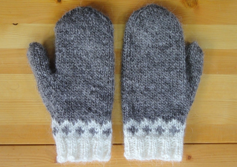 Icelandic Mittens Hand Knit with Heather Grey Lopi / Icelandic | Etsy