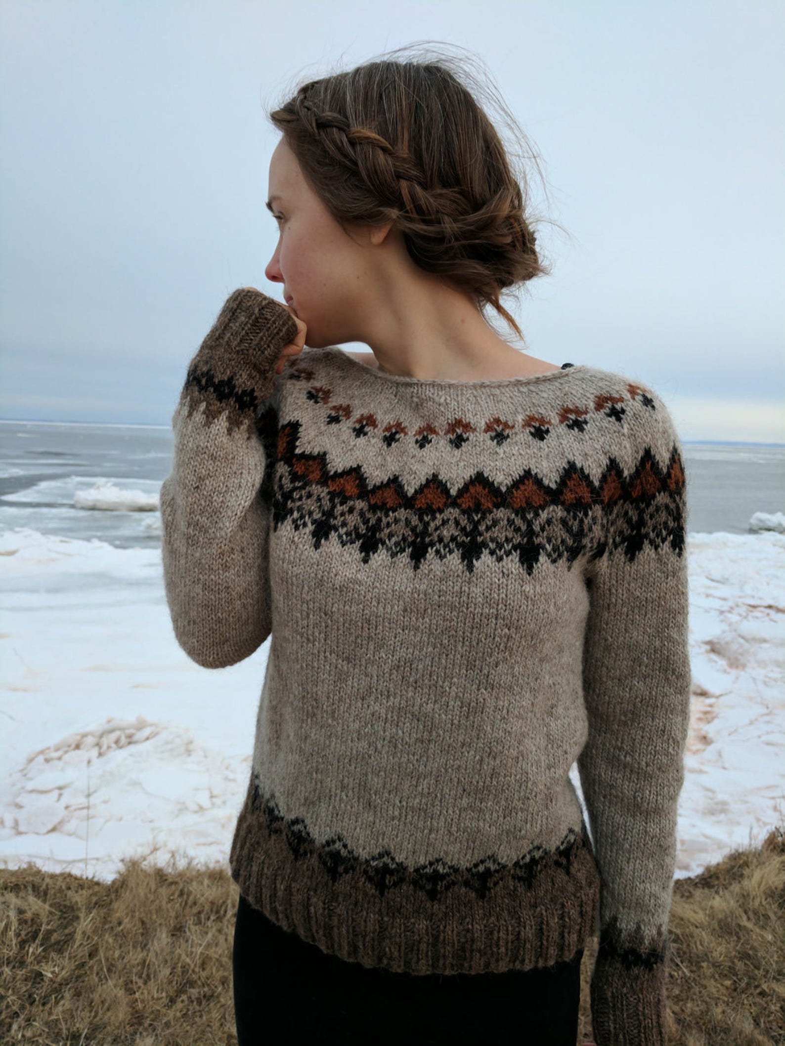 Icelandic Sweater / Lopapeysa Hand Knit in Light Beige Wool Etsy