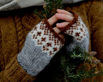 PDF MUSTER - Holz Folk Fingerlose Handschuhe S/L Größen