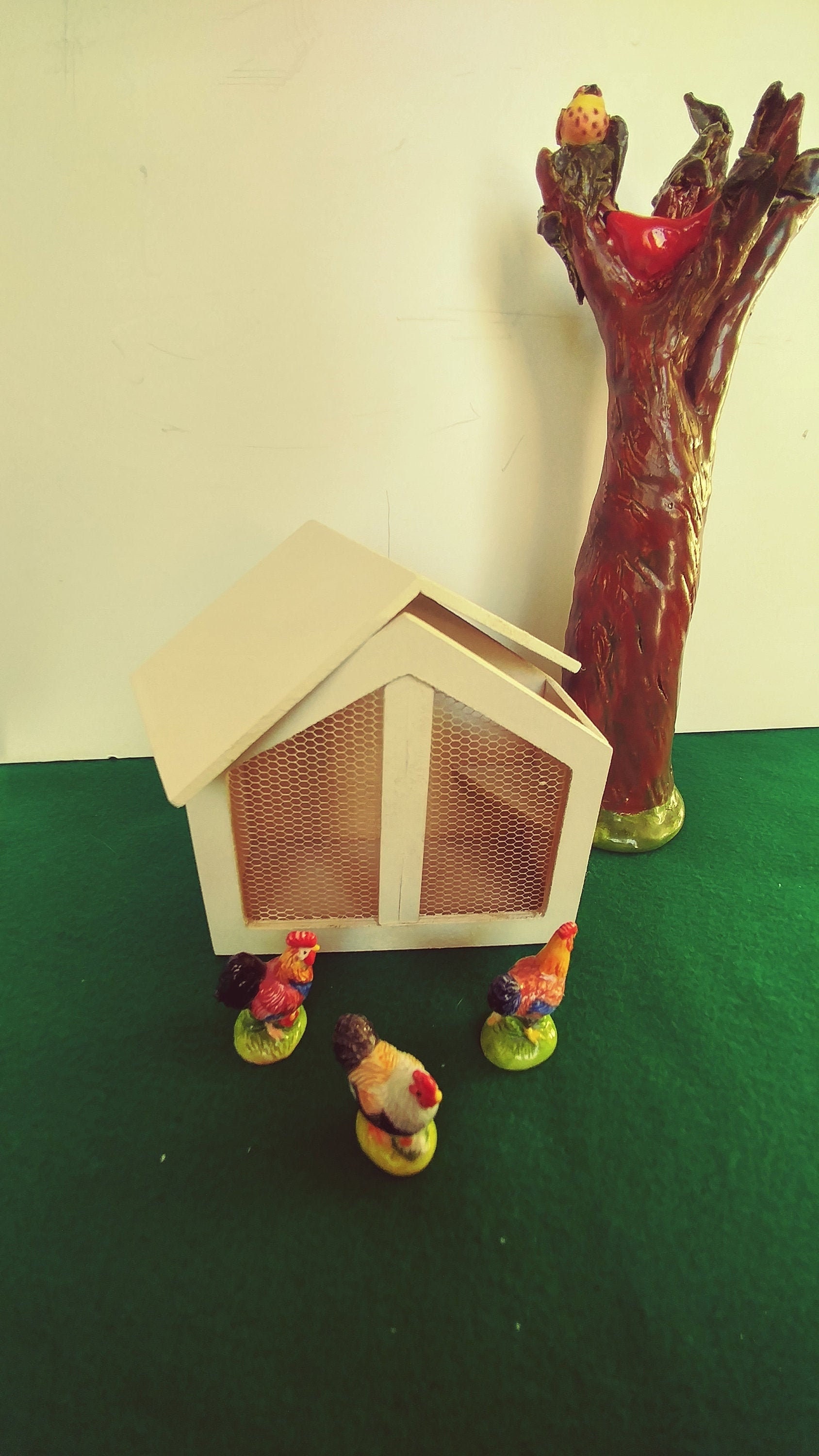 Miniature Dollhouse Chicken Coop House & Three Porcelain Etsy