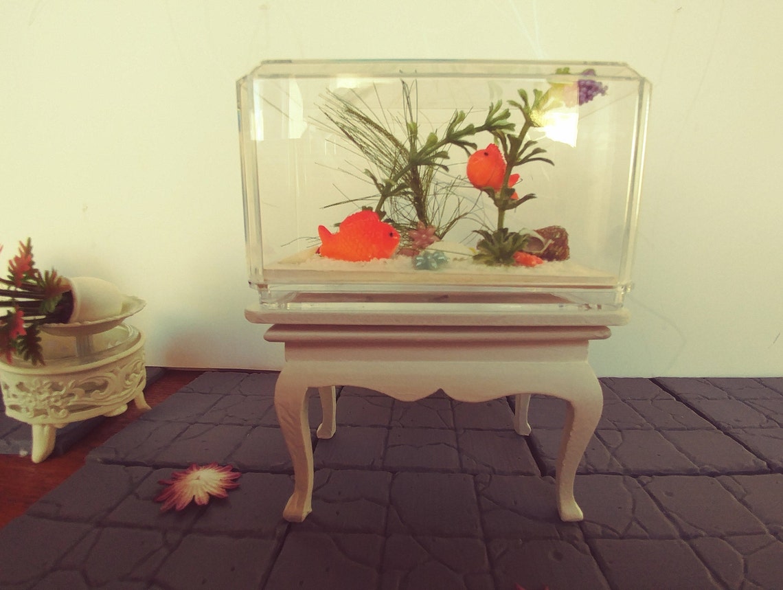 Miniature Dollhouse Large Aquarium with Attached White Wooden Etsy