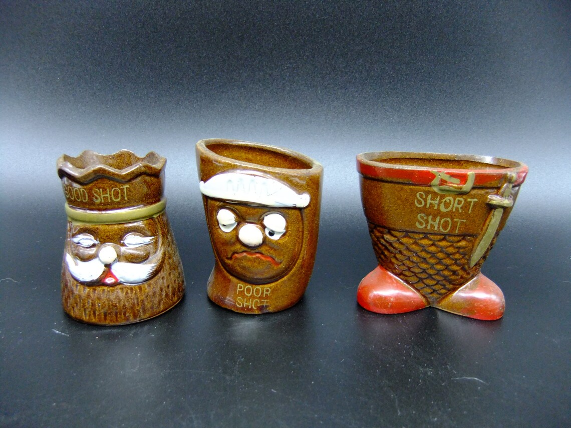 Vintage Ceramic Novelty Shot Glass Set Mid Century Japan Etsy
