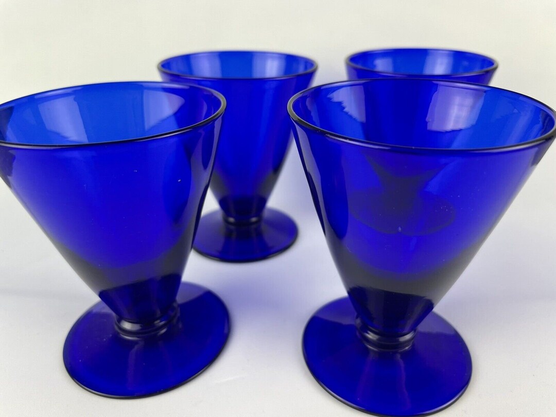 Vintage Cobalt Blue Cocktail Glasses Set of 4 Etsy