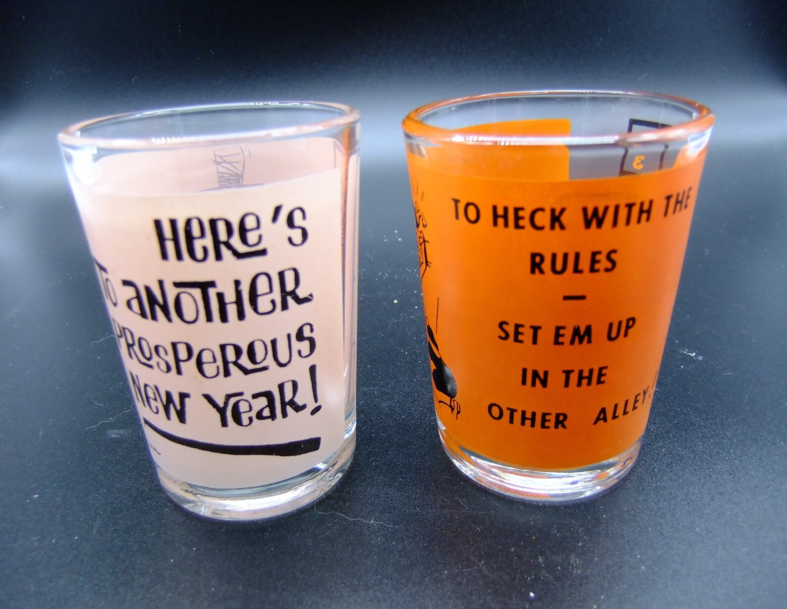 Vintage Libbey Jigger Shot Glass Set New Years and Redneck Etsy