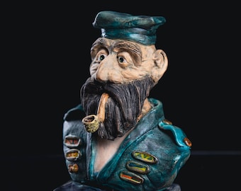 Vintage Large Sailor Fisherman Statue | Big Bushy Beard Boatman