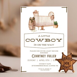 Baby Shower Invitation A Little Cowboy Invite Western Baby Shower Theme Baby Boy Shower Invitation Cowboy Digital Template