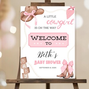 Baby Shower Welcome Sign Cowgirl Baby Sign  Western Baby Shower Decor Digital Template Baby Girl Shower Decor Western Baby Shower Theme Sign