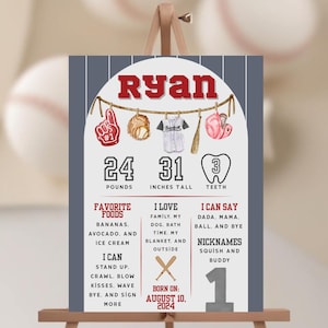 Milestone Sign Rookie Year First Birthday Baseball Theme 1st Birthday Poster MVP Baseball Birthday Milestones Party Decor Digital Template