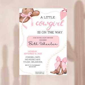 Baby Shower Invitation A Little Cowgirl Invite Western Baby Shower Cowgirl Baby Shower Baby Girl Shower Invite Boots And Bows Baby Shower