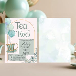 Tea Party Birthday Invitation Tea For Two Invite Tea For Two Party Tea Party Theme Birthday Tea Cup Birthday Invite Digital Invite Template