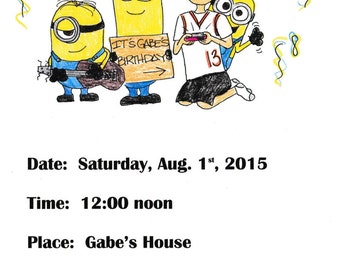 Minion Birthday Invitation 10-pack