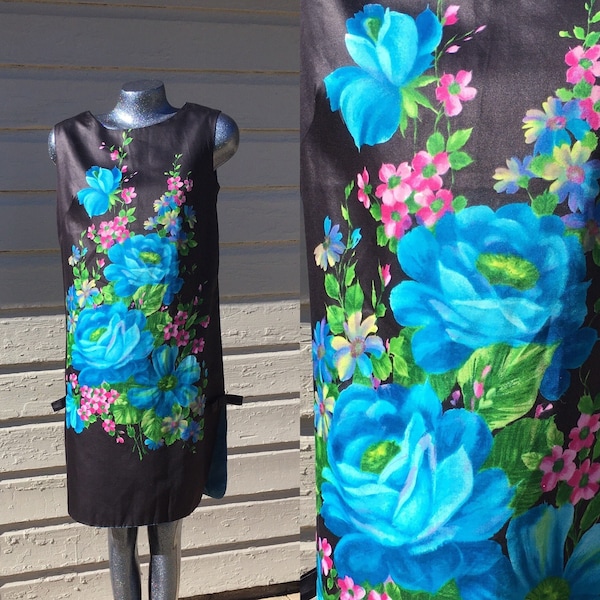 Medium Floral Shift Kleid Charlotte of California Mod 1960er Jahre Twiggy