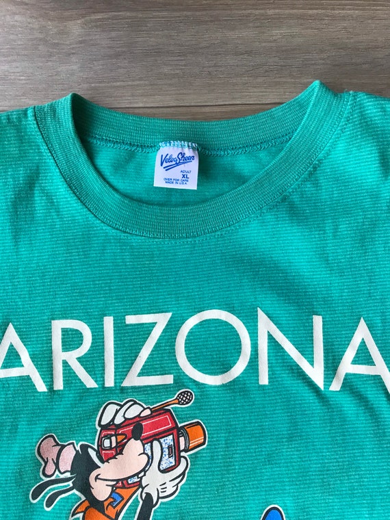 XL 1980s Disney Arizona Velvet Sheen Aqua T-shirt… - image 4