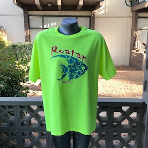 CL Vintage Neon Yellow Roatan Honduras Tourist T-Shirt