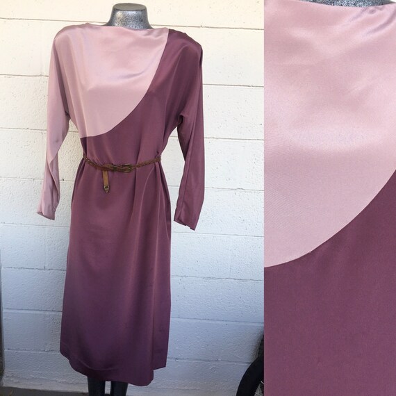 Medium Mauve & light Mauve color block eighties d… - image 1