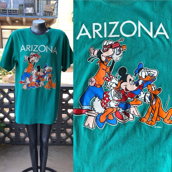 XL 1980s Disney Arizona Velvet Sheen Aqua T-shirt… - image 1