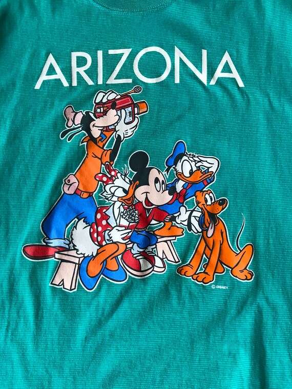 XL 1980s Disney Arizona Velvet Sheen Aqua T-shirt… - image 2