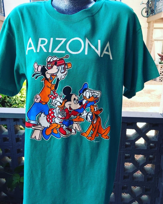 XL 1980s Disney Arizona Velvet Sheen Aqua T-shirt… - image 3