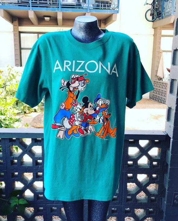 XL 1980s Disney Arizona Velvet Sheen Aqua T-shirt… - image 7