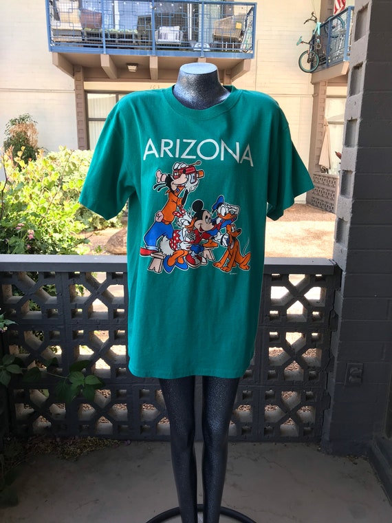 XL 1980s Disney Arizona Velvet Sheen Aqua T-shirt… - image 6