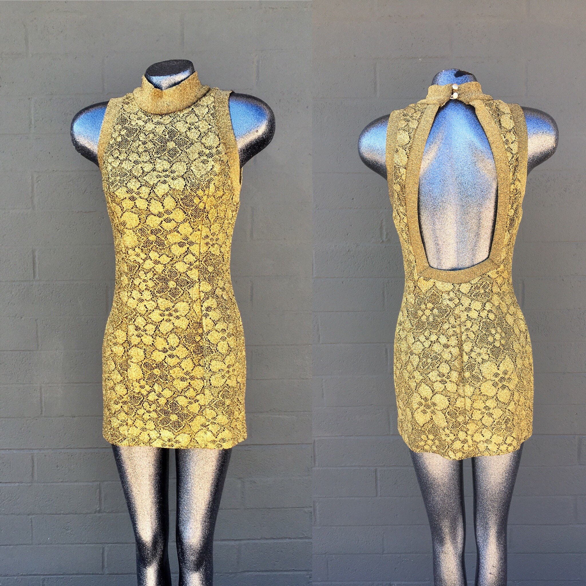 gold lace mini dress