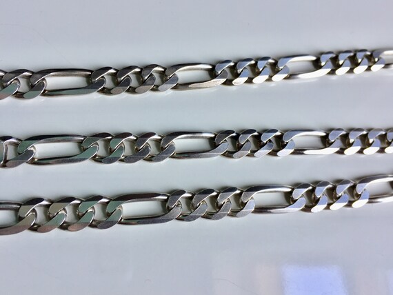 Vintage Solid Sterling Figaro Chain, 22 1/2" L X … - image 7