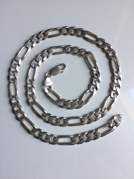 Vintage Solid Sterling Figaro Chain, 22 1/2" L X … - image 5
