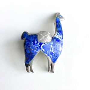 Vintage Sterling Silver Llama Pendant: Hand-Enameled Peruvian Figural Jewelry