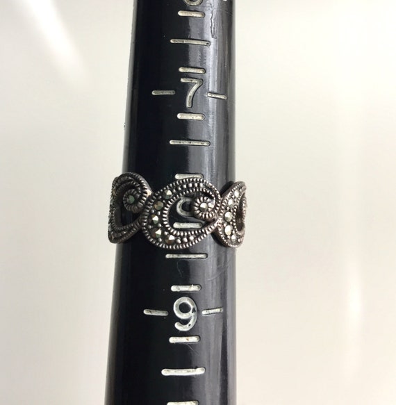 Vintage Sterling Marcasite Band Ring Size 8 1/4 R… - image 4