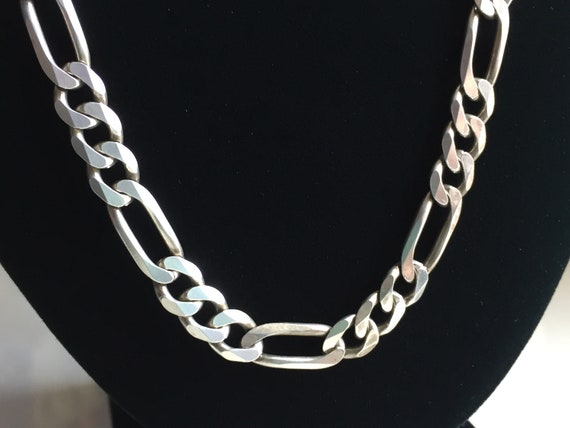 Vintage Solid Sterling Figaro Chain, 22 1/2" L X … - image 2