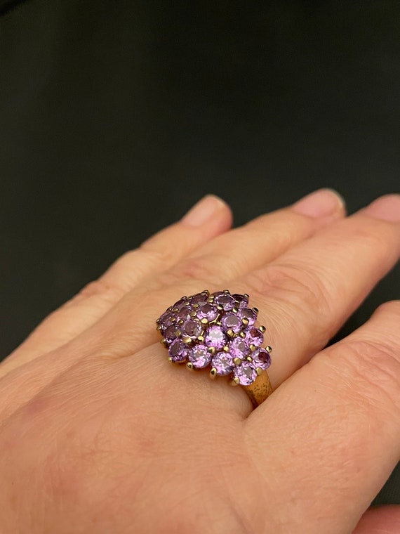 Vintage Sterling Pink-Purple Gemstone Cluster Ring