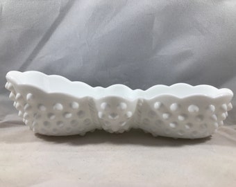 FENTON - HOBNAIL Milkglass Spoon Holder - Vintage